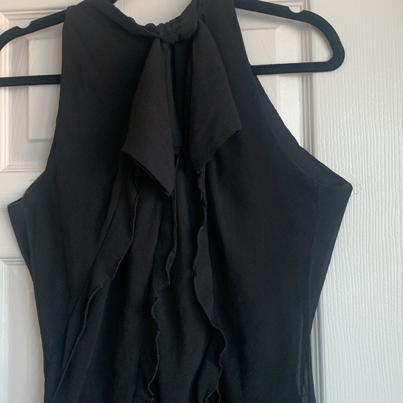 Black Halter Ruffle Sleeveless Top - Picture 2 of 6